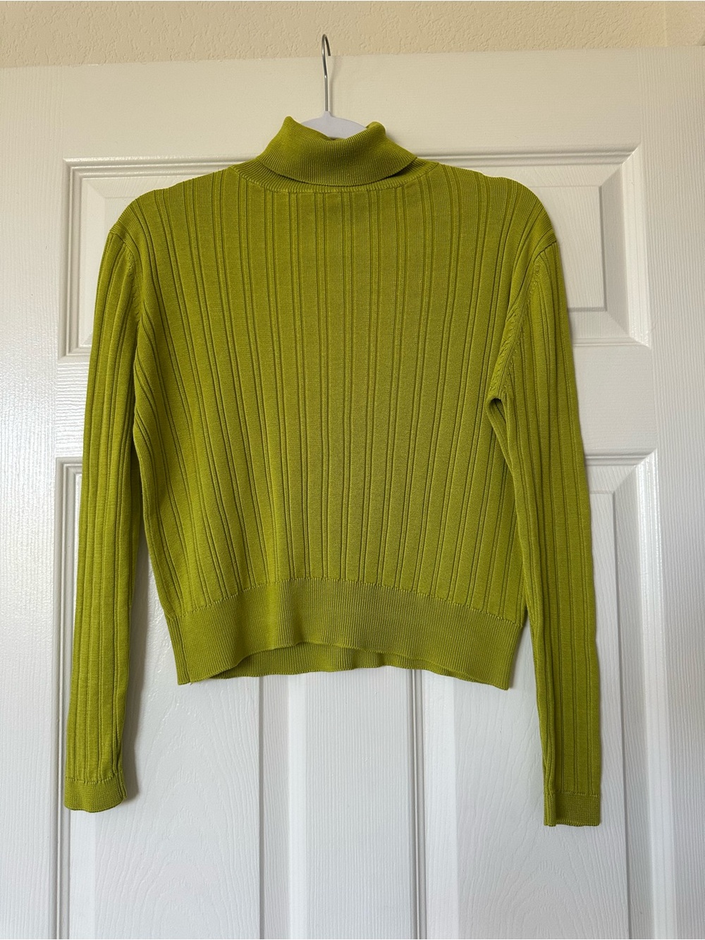 Cable & Gauge 100% Silk Ribbed Turtleneck Sweater